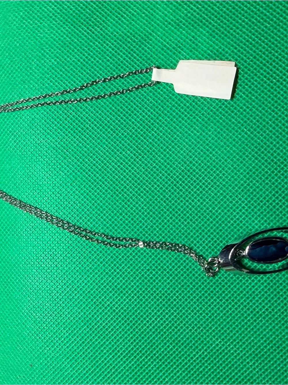 Silver Pendant Necklace with Teal Blue Oval Stone - Women Jewelry